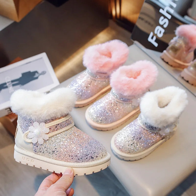 Frost Glitter Winter furry boots