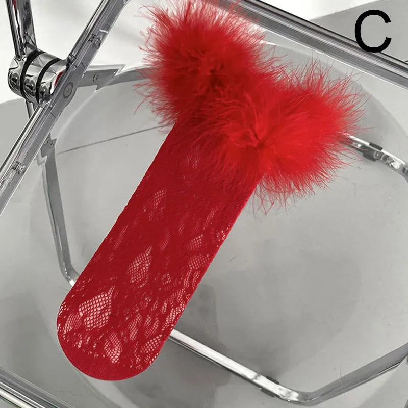 "Wild" lace fur socks