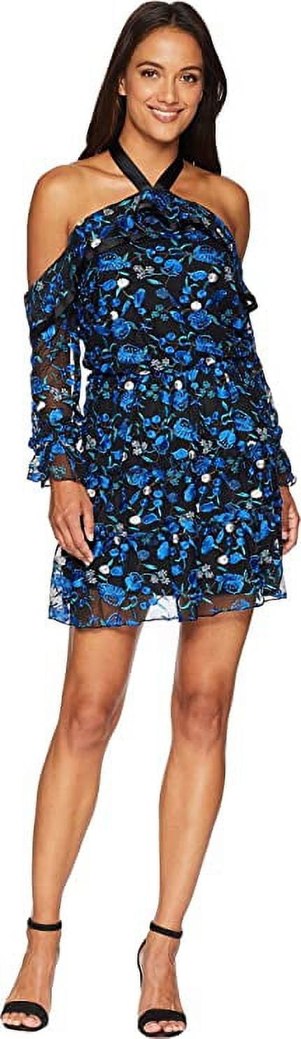 Alexia Admor Embroidered Halter Ruffle Dress Royal 4