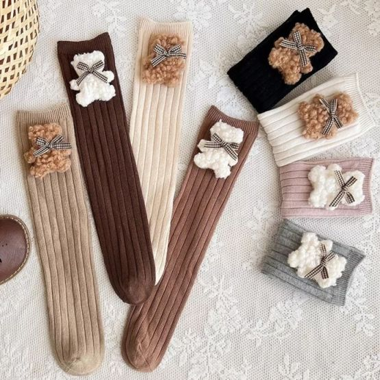 Teddy bear bow socks
