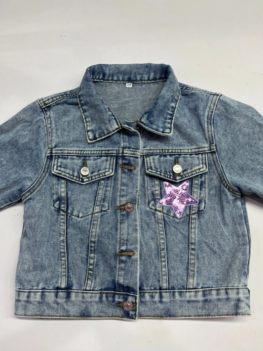 Personalized denim jacket chenille patches