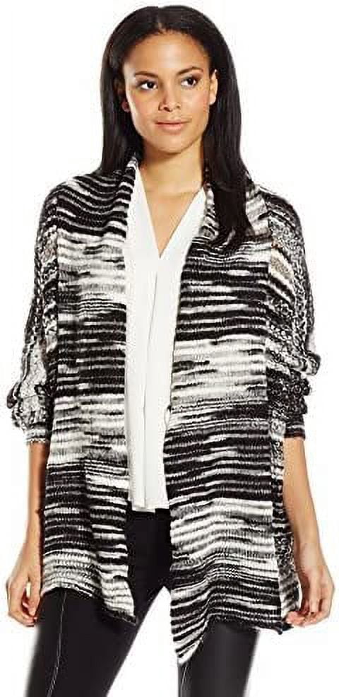 BCBGeneration Women's Space Dye Textured Dolman Cardi, Black/Combo, X-Small/Small