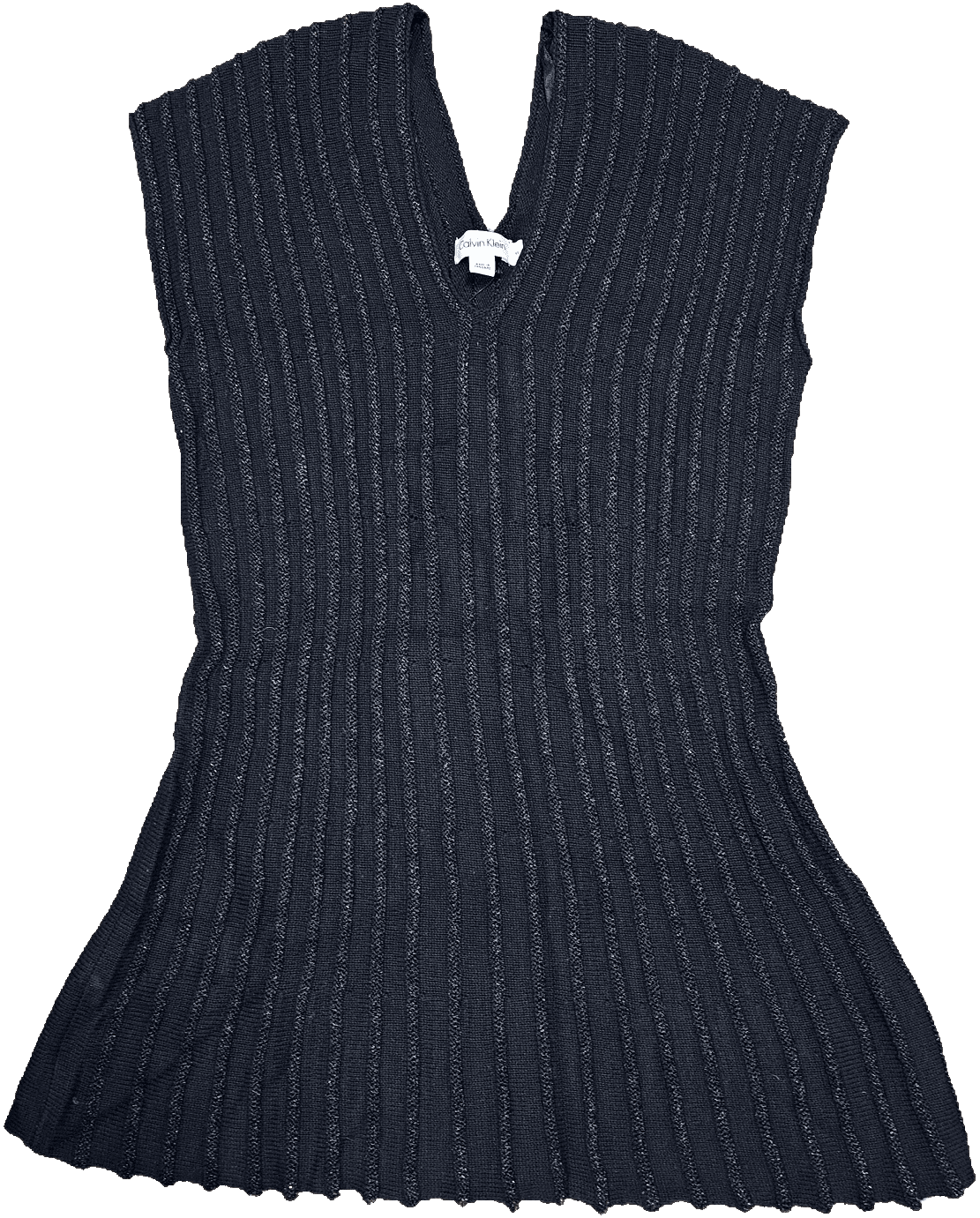 Calvin Klein Sleeveless Glitter Ribbed Tunic Sweater, Medium