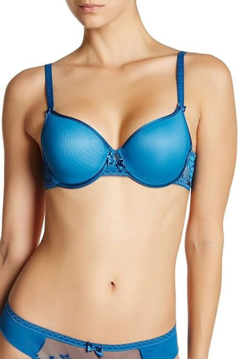 Chantelle Lace Trim Padded Bra, 32C - Myrte Blue
