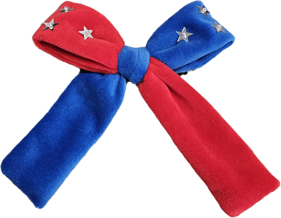 Red / blue Velvet hair bow with stars