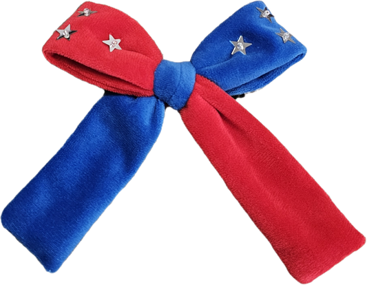Red / blue Velvet hair bow with stars