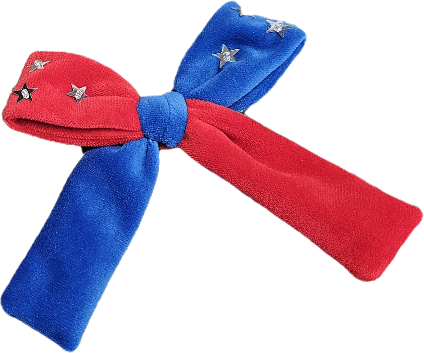 Red / blue Velvet hair bow with stars