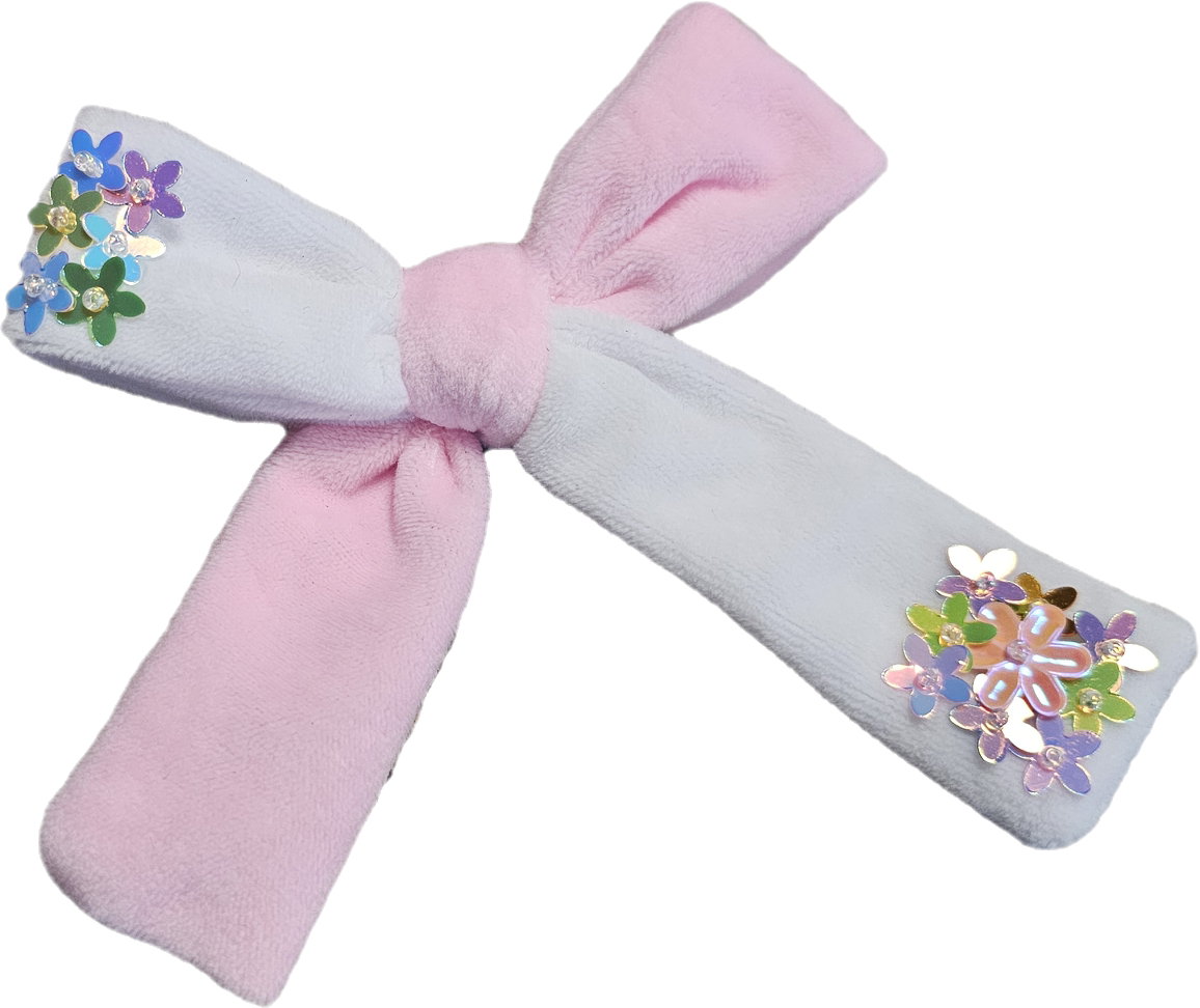 Colorblock Velvet hair bow with flowers