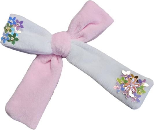 Colorblock Velvet hair bow with flowers