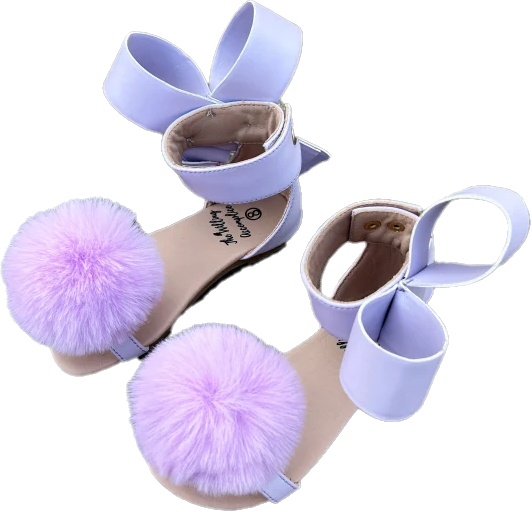 Natalie Bow Sandal Lavender pom pom