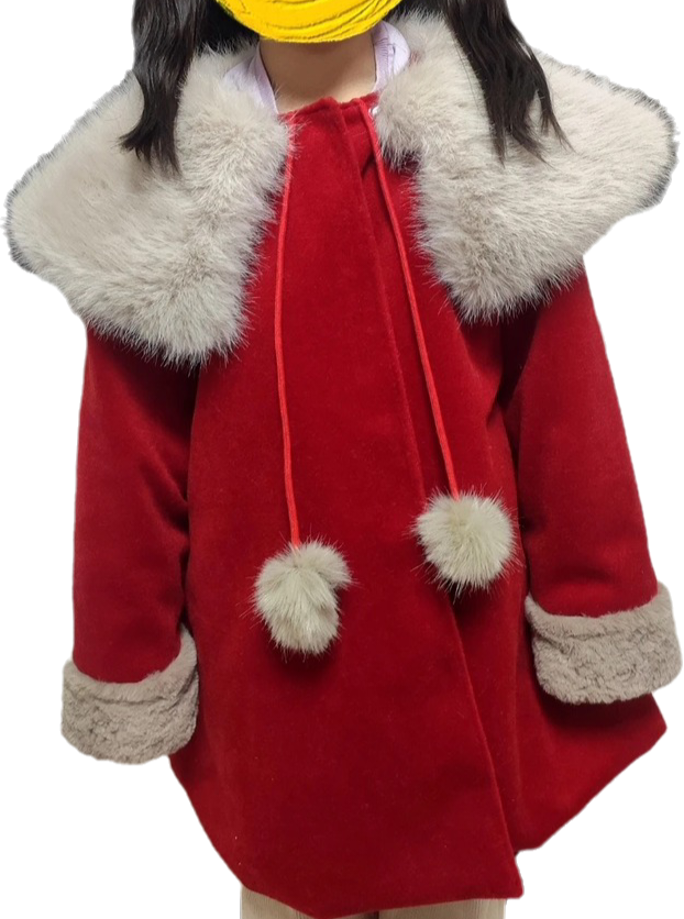 Father Christmas Fur Pom Pom Coat
