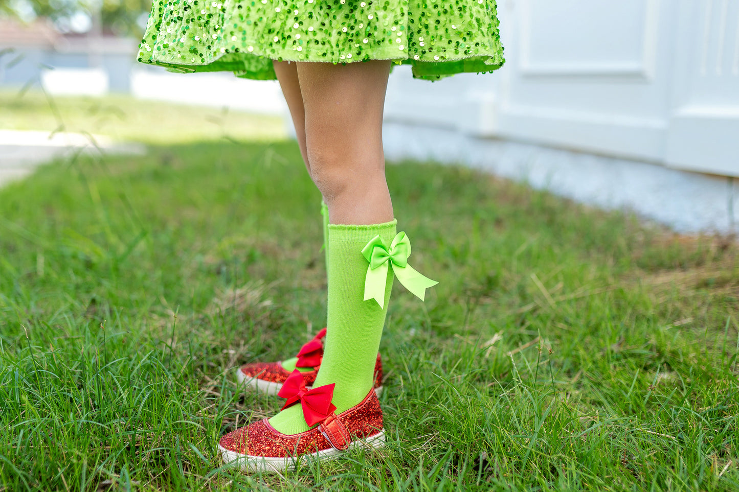 Double bow knee high socks RTS