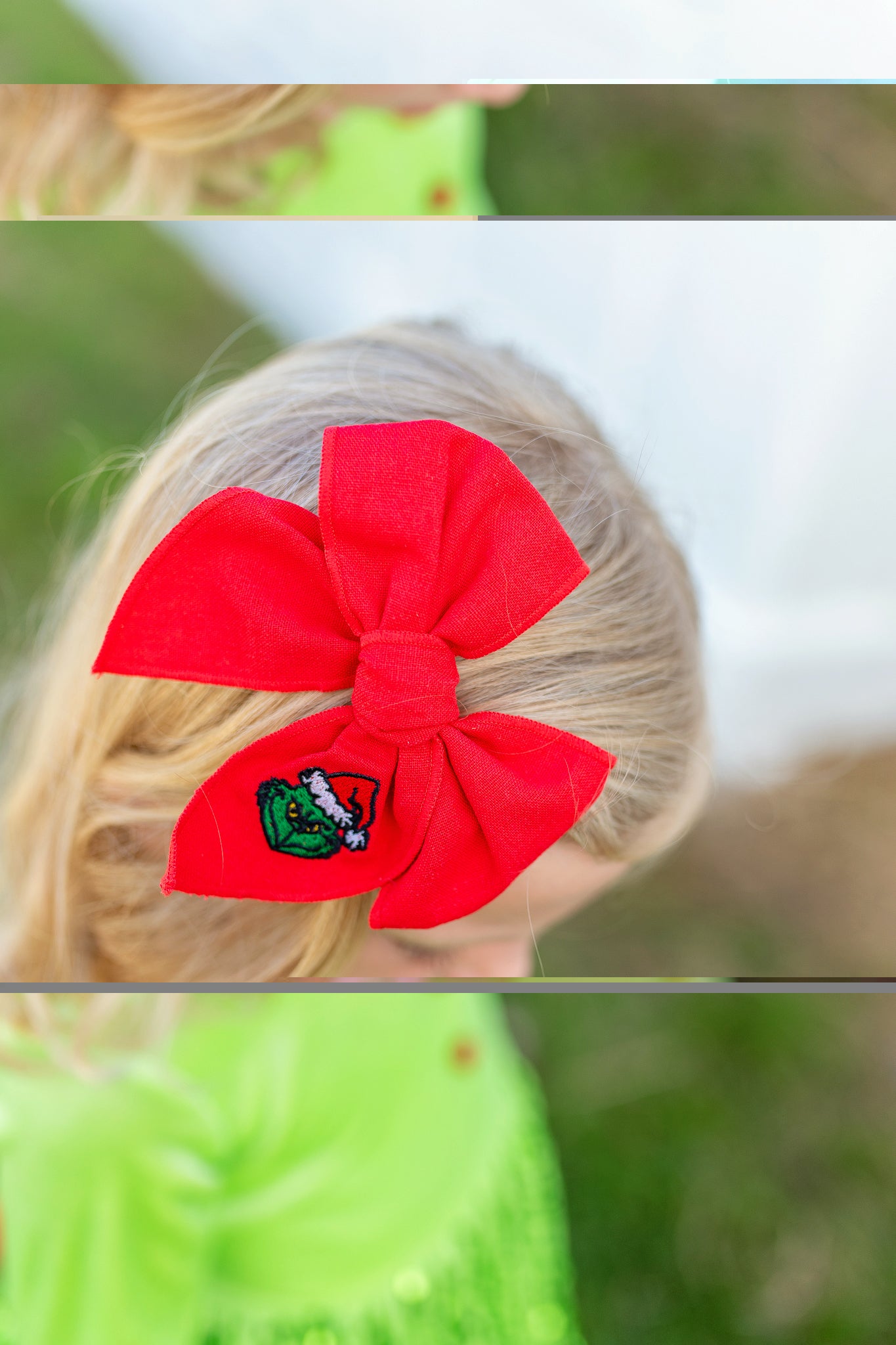 Christmas embroidered hair bows