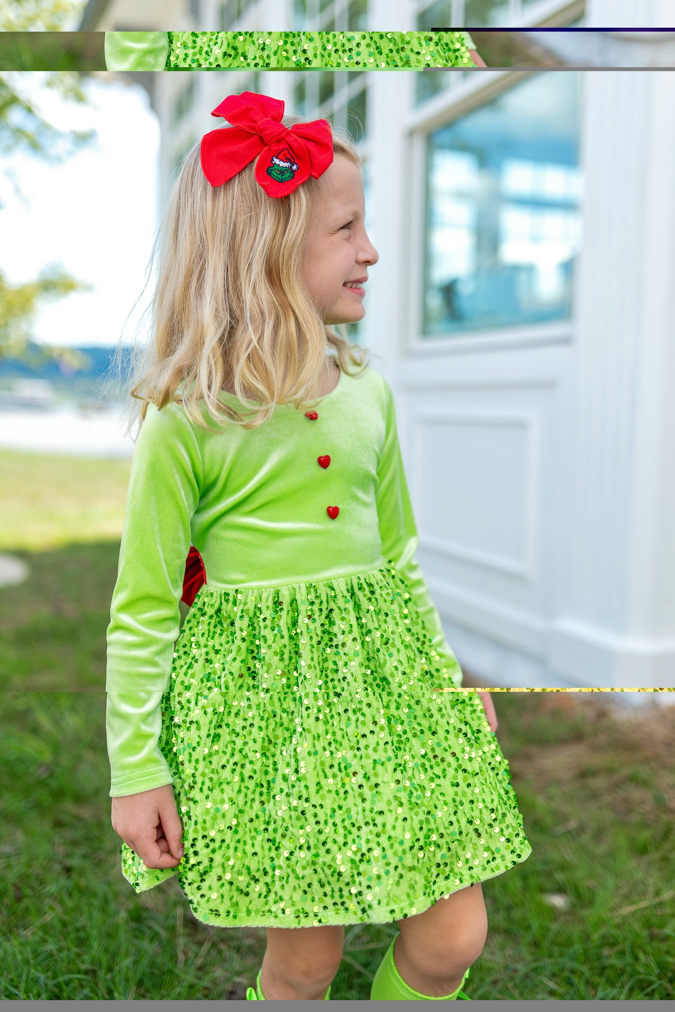 Christmas embroidered hair bows