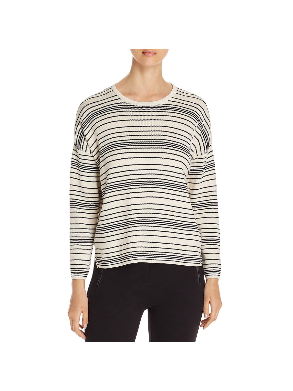 Eileen Fisher Womens Striped Crew Neck Box Top