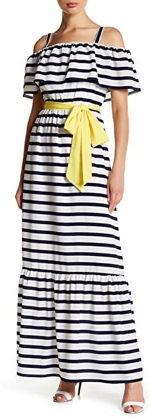 Eliza J Cold Shoulder Striped Maxi Dress, 10