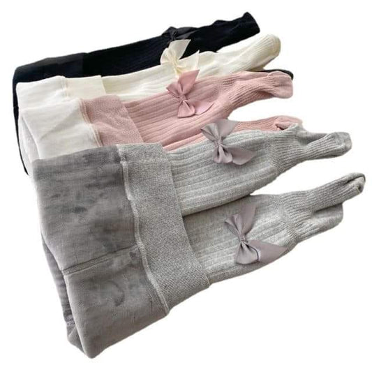 Extra warm fleece lined bow tights