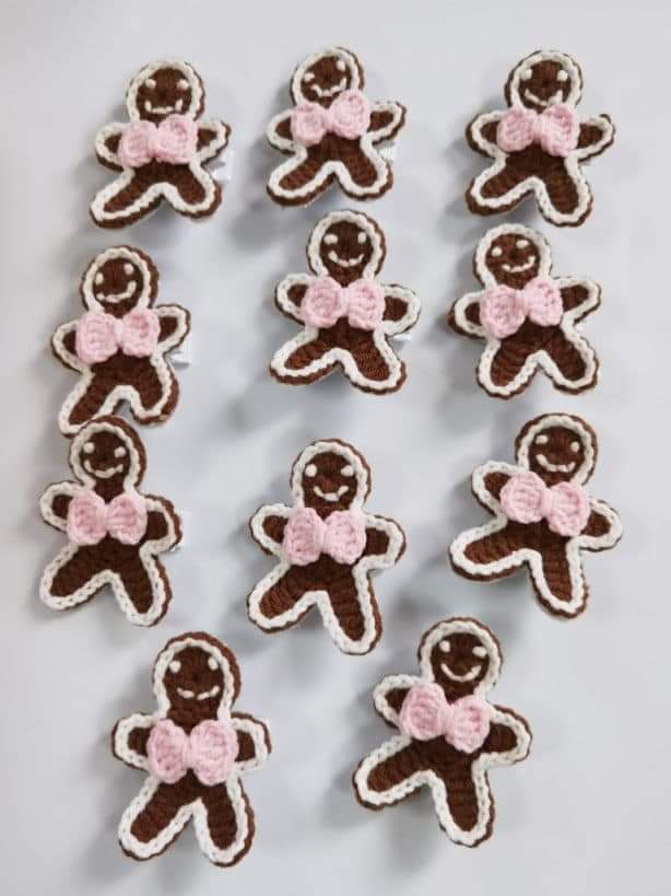 Crochet gingerbread Hair clips
