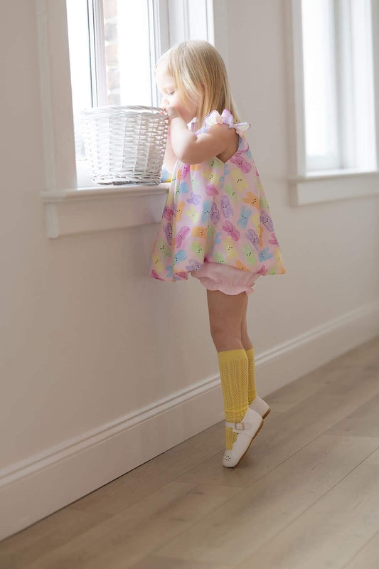 Pointelle bright knee high socks