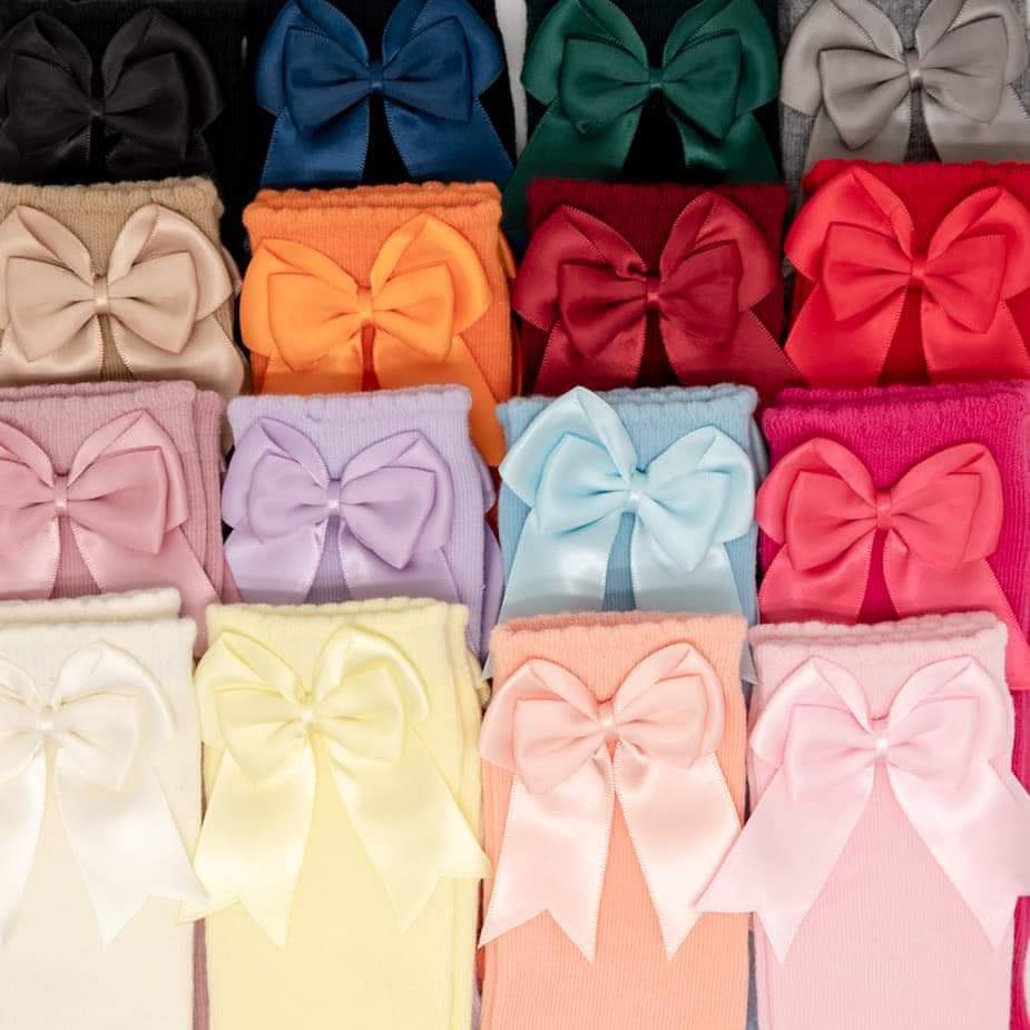 Double bow knee high socks RTS