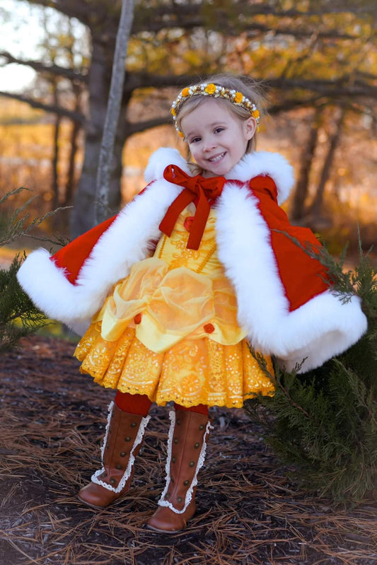 Santa baby hooded cape with fur