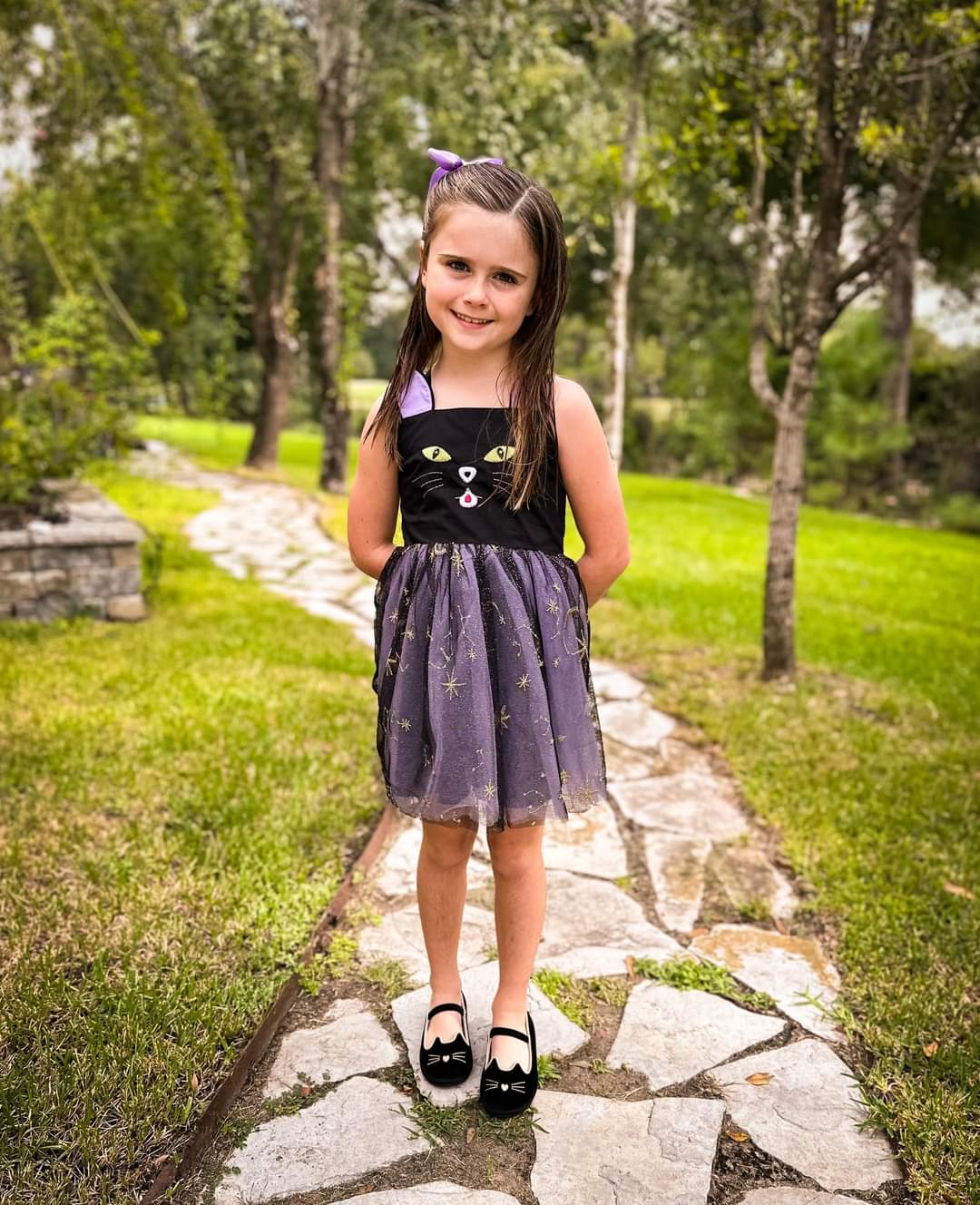 Luna Black cat velour kitty shoes with bell Ready to ship