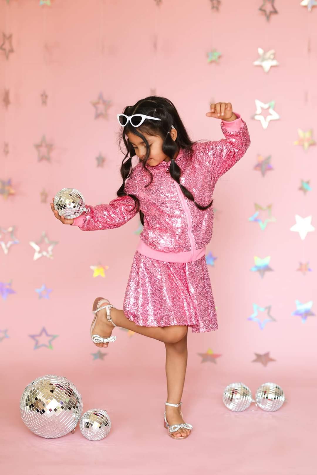 Pop star bling sequin jacket & skirt set