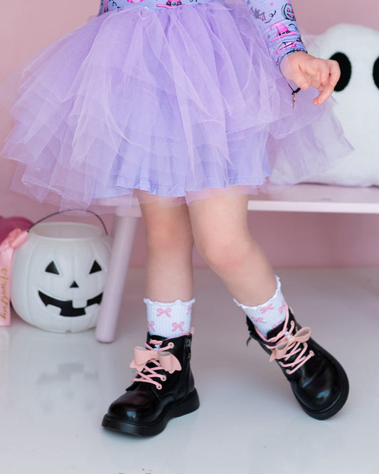 Pretty in punk bow combat boots