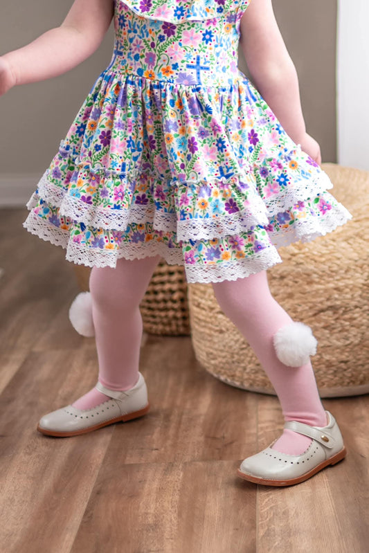 Pom pom contrast tights