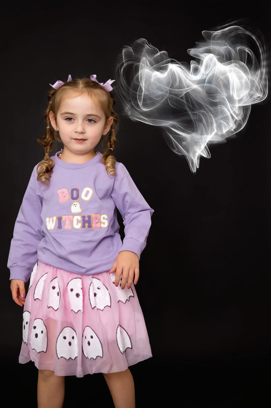 Boo Witches Ghost Sweatshirt and tulle skirt set RTS