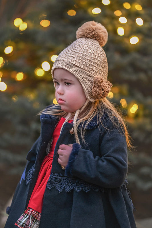 Bear pom knit hat