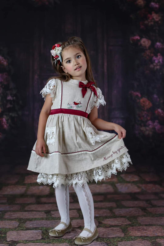 Side heart tights white and cream