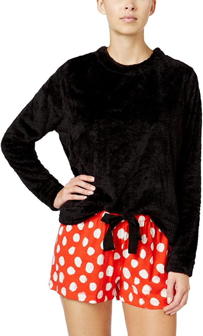 HUE Women's Fleece Shirt and Boxer Pajama Set Medium