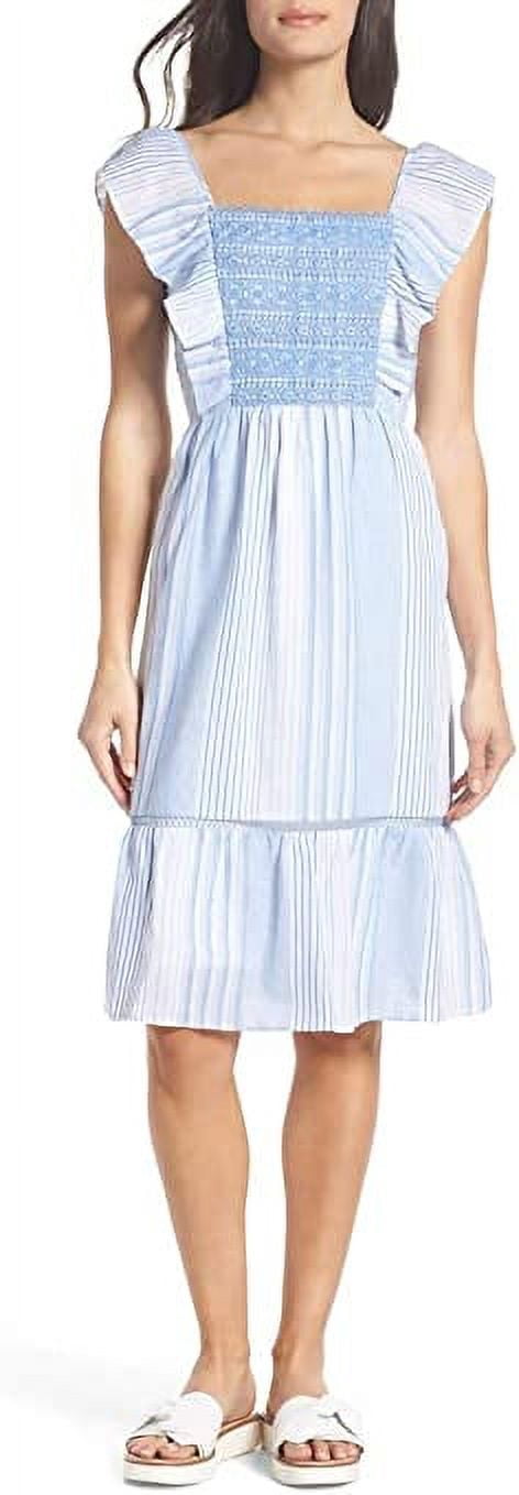 Heartloom Spencer Stripe Ruffle & Lace Sun Dress, Small, Blue