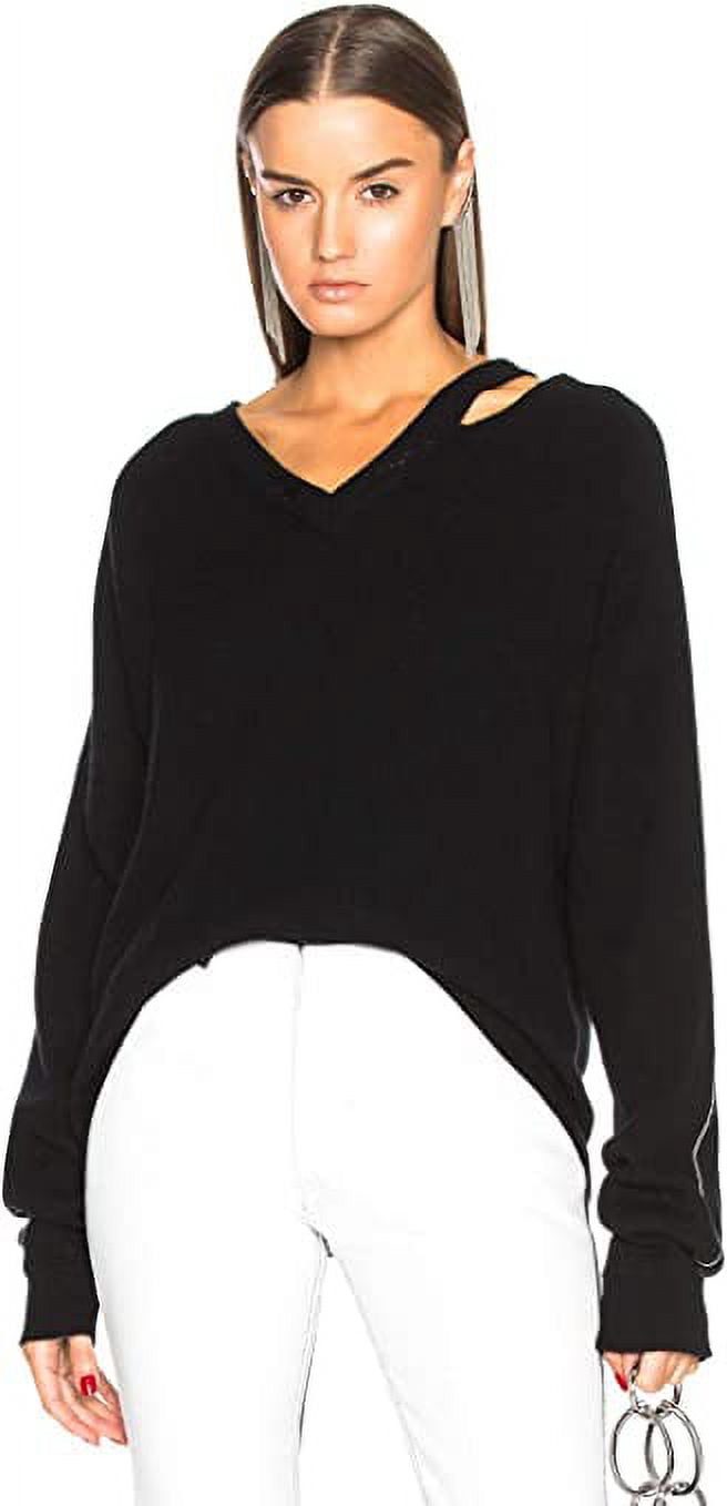 Helmut Lang Distressed V-Neck Sweater, Black - Large