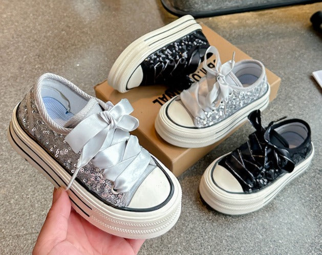 Sequin Canvas Platform Sneakers