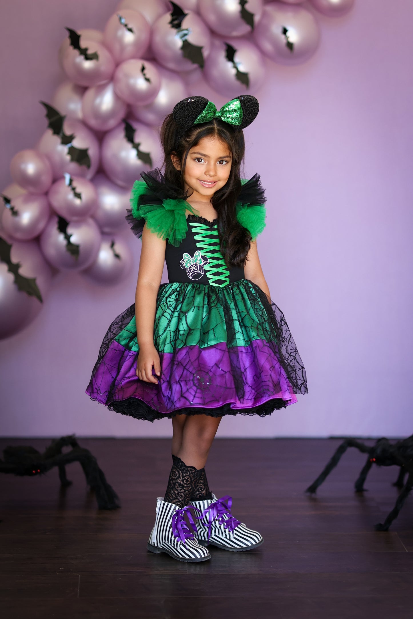 Strange and Unusual striped Halloween combat boots (vertical stripes)