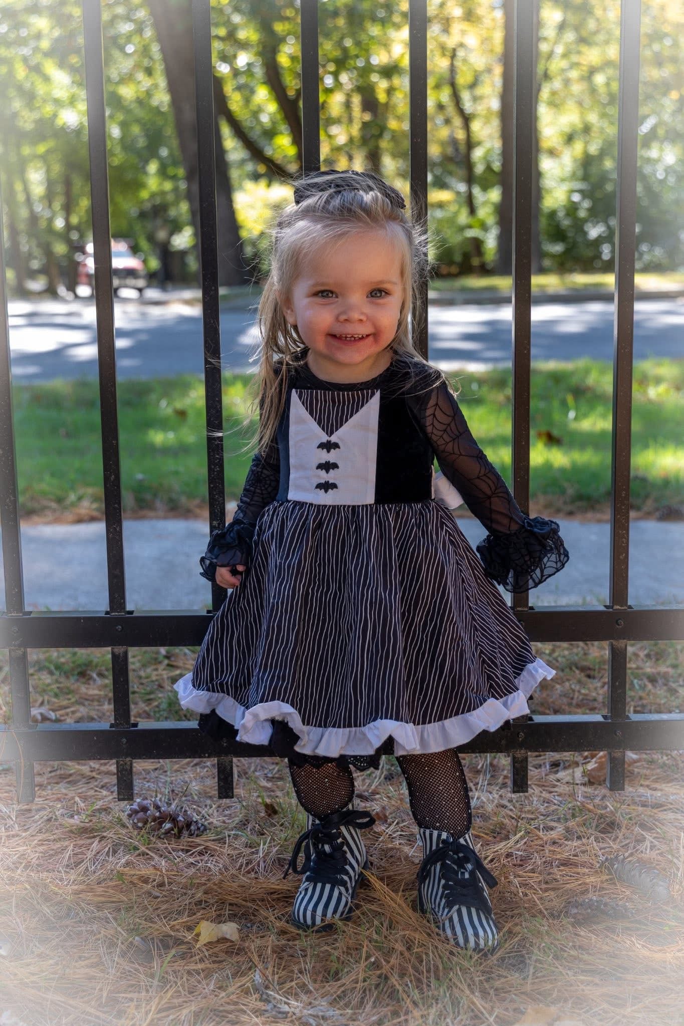 Strange and Unusual striped Halloween combat boots (vertical stripes)