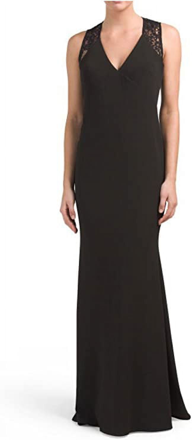 JS Collection Sleeveless Gown with Lace Back, 6 - Black