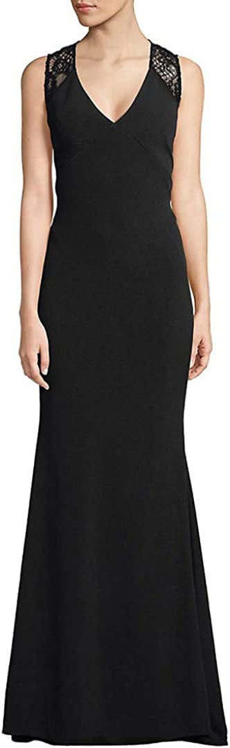 JS Collection Sleeveless Gown with Lace Back, 8 - Black