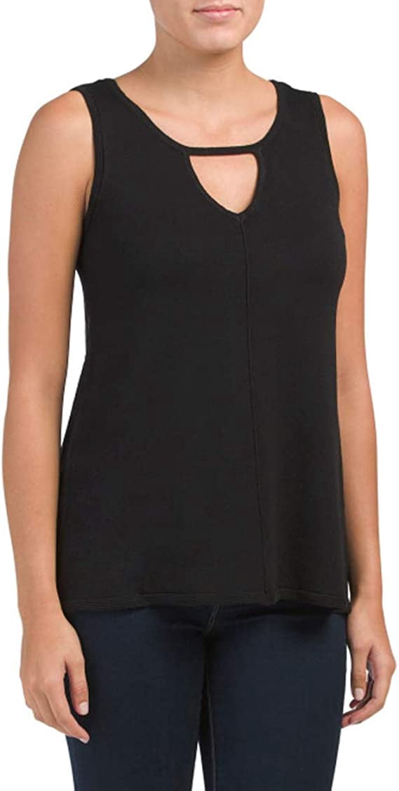 Joseph A. Sleeveless Double Keyhole Pullover Top, Black - Large