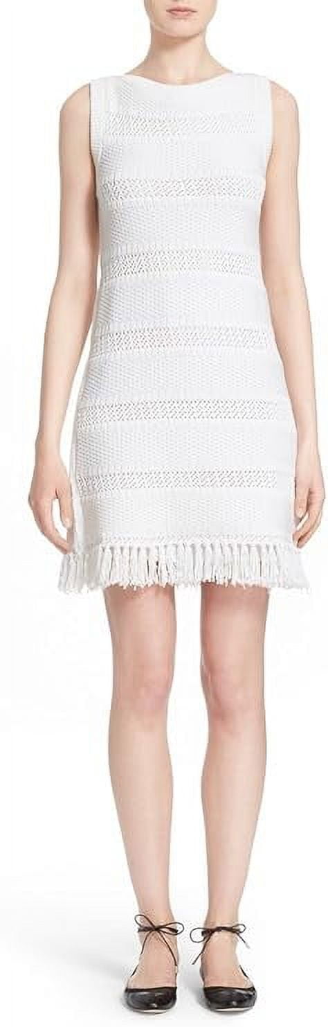 Kate Spade New York Women's Fringe Sweater Dress, Fresh White, MD (US 6-8)