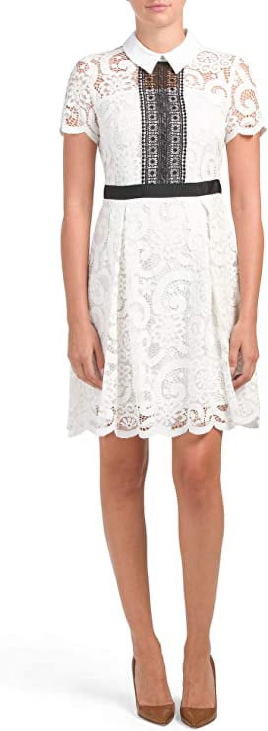 Nanette Lace Dress with Contrast Trim, Cannoli Cream/Vera Black 10