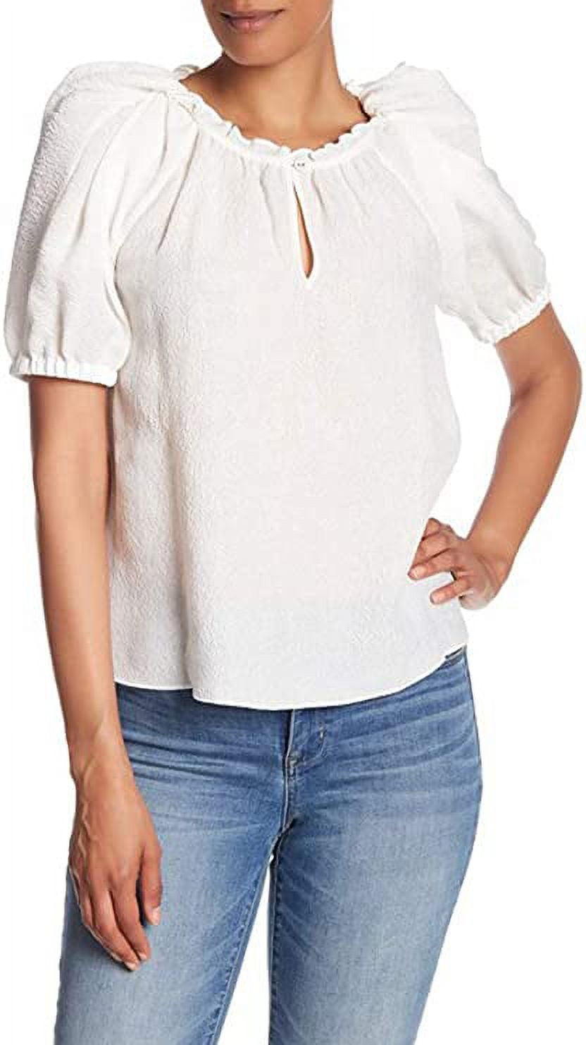 Rebecca Taylor Rose Silk Blend Cloque Blouse, Snow - 8
