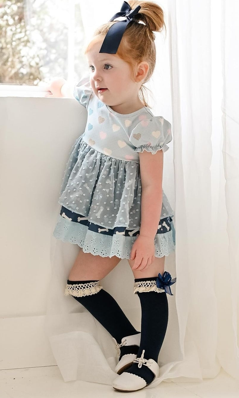 Lace trim bow knee high Socks