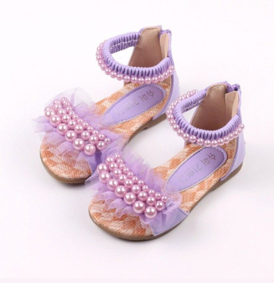 Pearl chiffon sandals