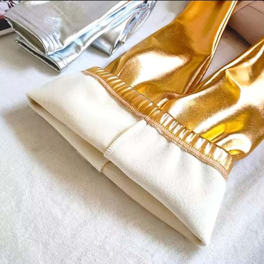 Metallic fleece lined leggings