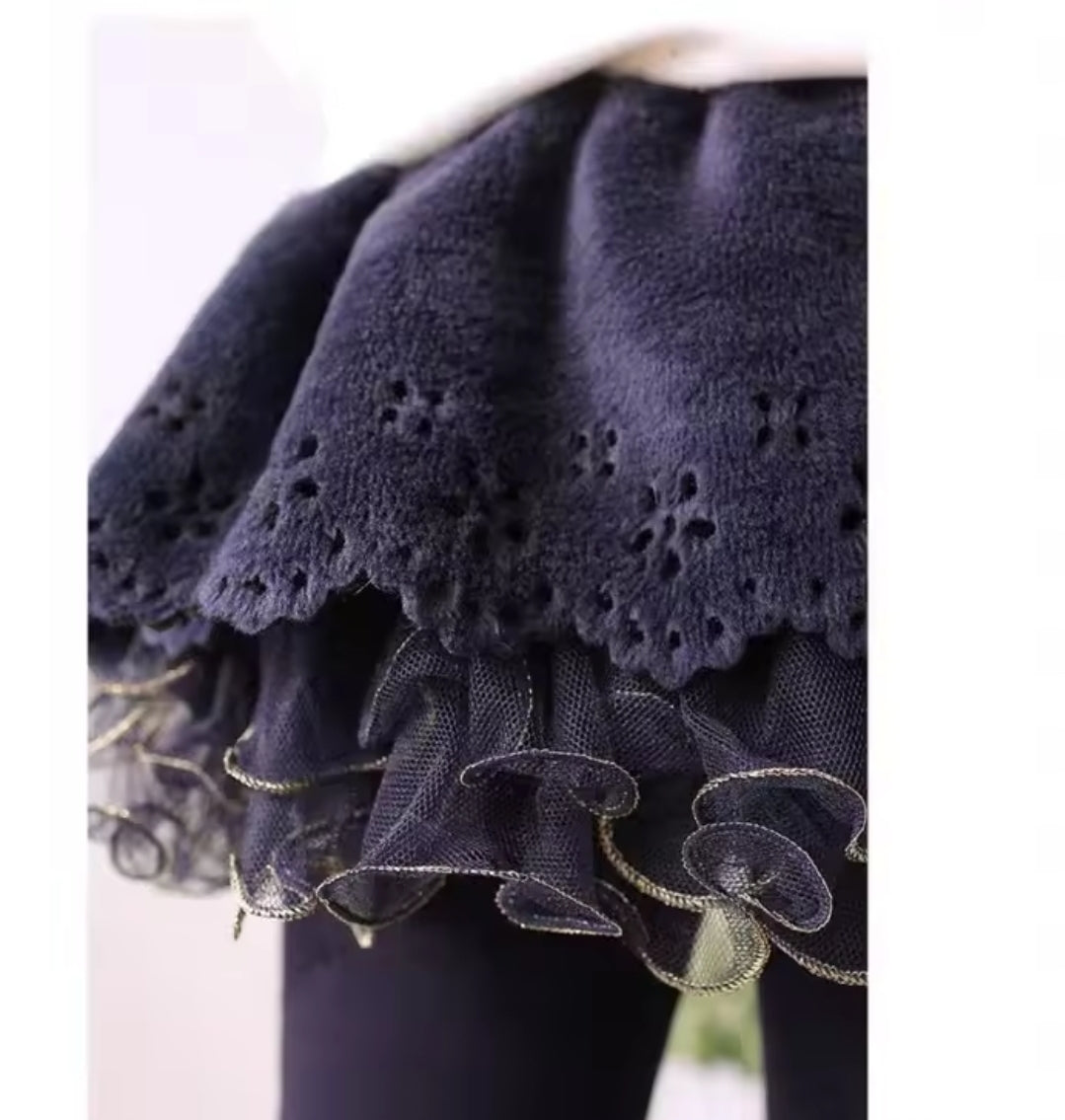 Skirted fleece lined tutu leggings