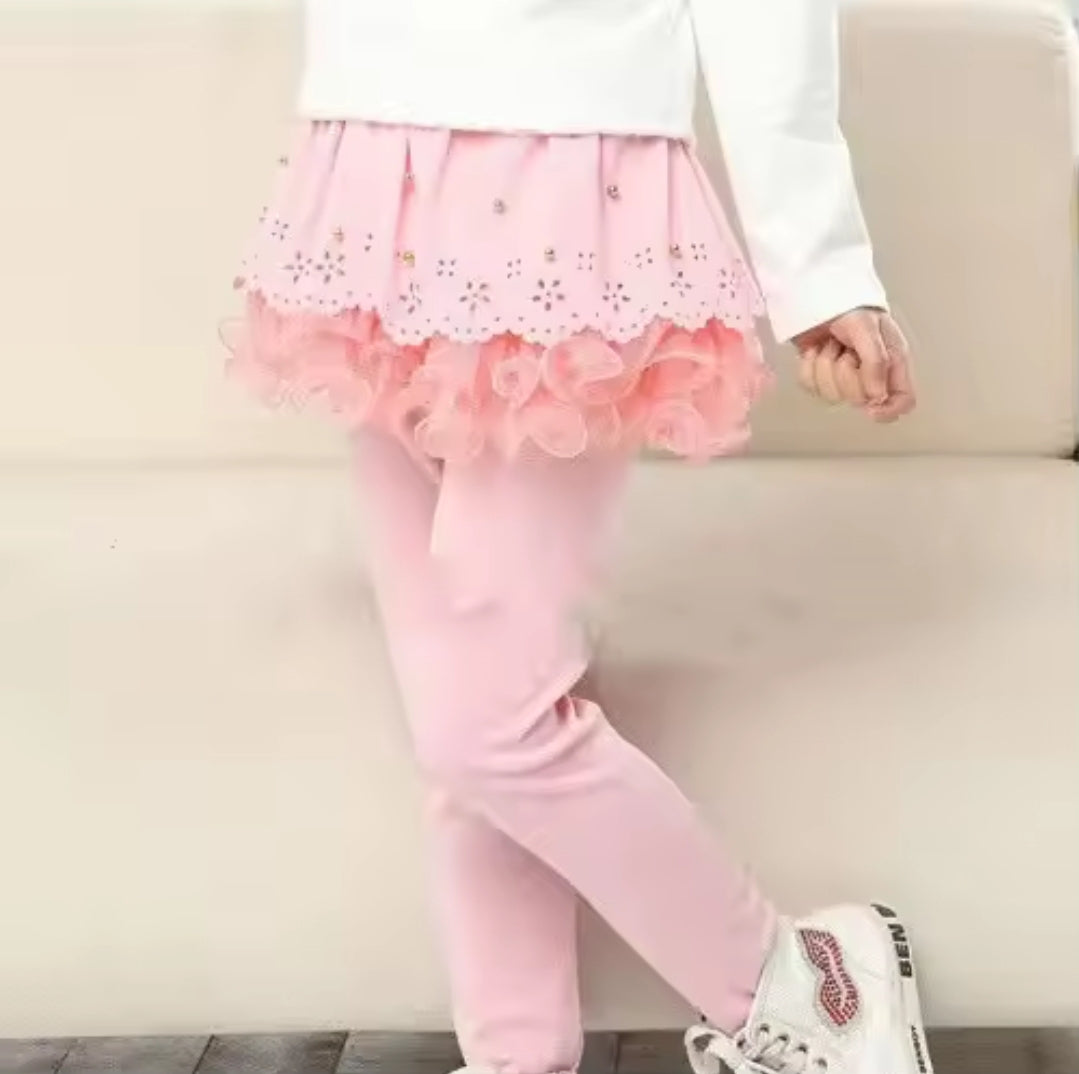 Skirted fleece lined tutu leggings