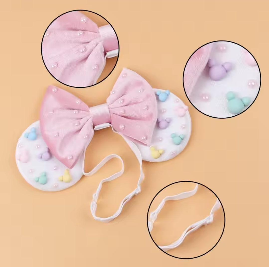 Magical mouse ears pearl bow headband